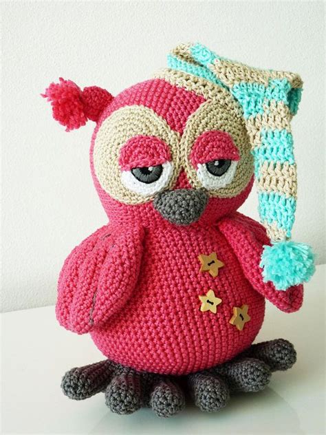 Crochet Pattern Owl Pinky Amigurumi Pdf Cute Sleepy Pink Owl Genuine