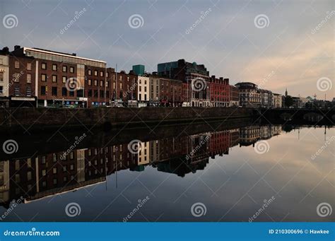 Dublin Quay With River Liffey And Historical Buildings In Ireland