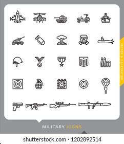 Military Line Icons Set Vector Illustration Stock Vector Royalty Free