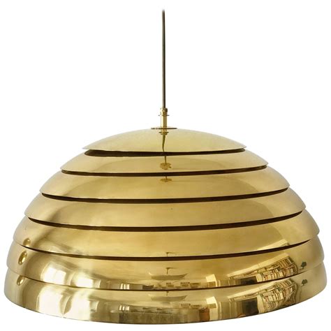 Large Mid Century Modern Brass Pendant Lamp by Vereinigte Werkstätten