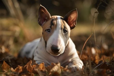 Premium Ai Image English Bull Terrier Pup In Brindle