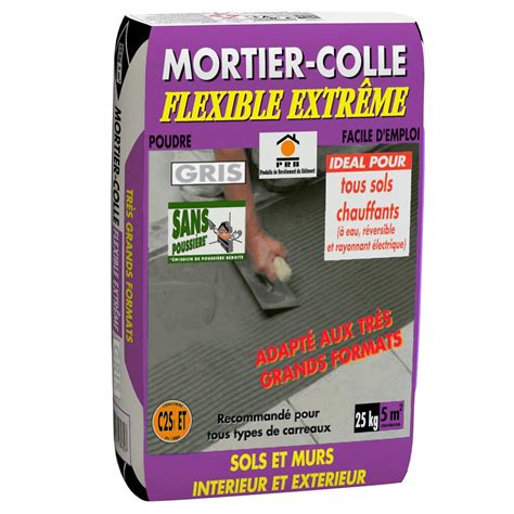 Mortier colle flexible extrême gris 25kg Brico Cash