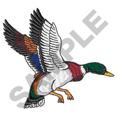 Flying Mallard Duck Embroidery Design Machine Embroidery Etsy