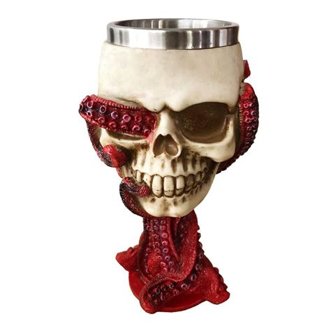 D Stainless Steel Realistic Resin Octopus Tentacle Skull Goblet Wine