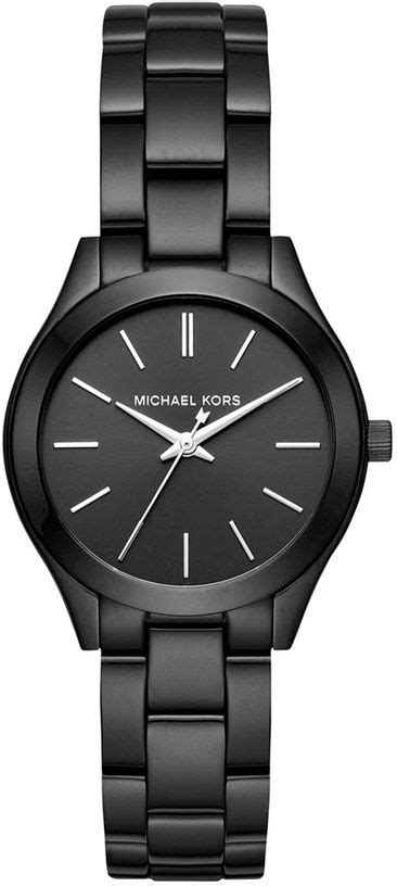 Women S Michael Kors Mini Slim Runway Black Steel Watch Mk