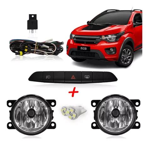 Kit Farol De Milha Fiat Mobi 2016 17 18 19 20 21 22 C Botão