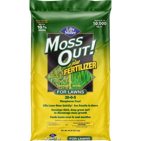 Moss Out! 40 lb. 10,000 sq. ft. Dry Lawn Moss Killer Granules Plus ...