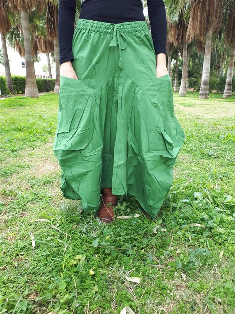 Maxi Cotton Skirt Long Balloon Skirt One Size Maxi Skirt Etsy