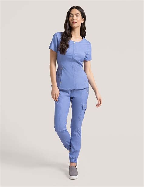 Hidden Zipper Top In Royal Blue Medical Scrubs By Jaanuu Zippertop Medical Outfit Stylish