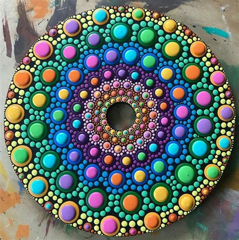 Mandala Dot Painting On Computer Cd Acrylic Painting Br