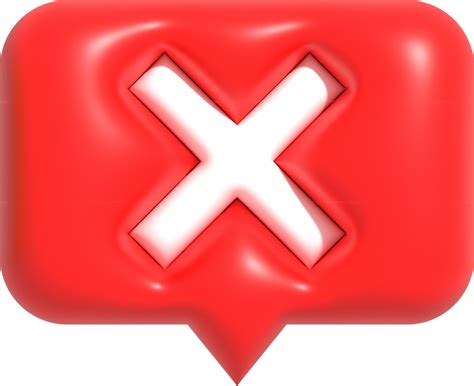 No Wrong And Declined 3d Icon Realistic Negative Red Cross Symbol 3d