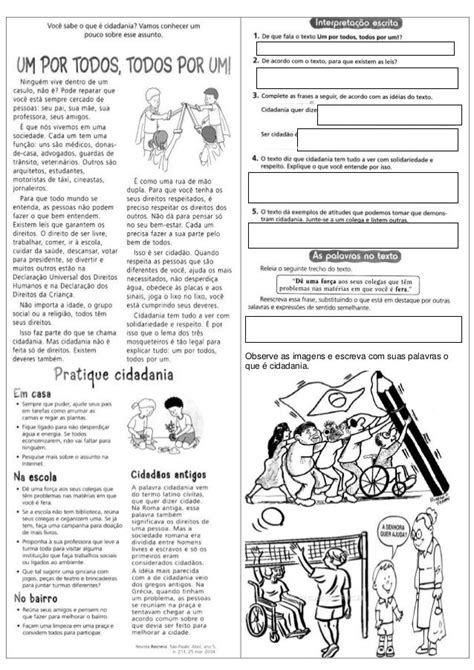 Sobre Atividade De Cidadania 4 Ano Novo Conhecimento Obrigatório