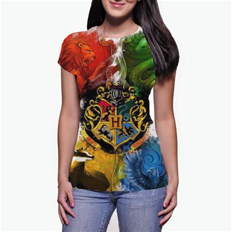 Camiseta Feminina Harry Potter Hogwarts Estampa Total Hy Elo