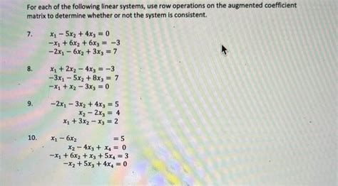 Solved For each of the following linear systems, use row | Chegg.com