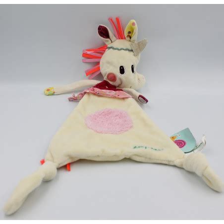 Doudou Plat Licorne Louis Rose Blanc Vert Lilliputiens