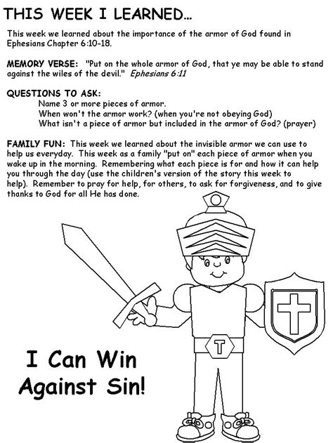 Armor Of God Printable Craft