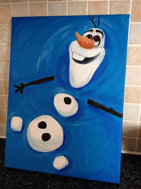 Frozen Olaf Painting On A Canvas Disney Canvas Art Christmas Canvas