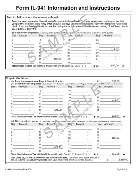 Download Instructions For Form Il 941 Illinois Withholding Income Tax Return Pdf 2020