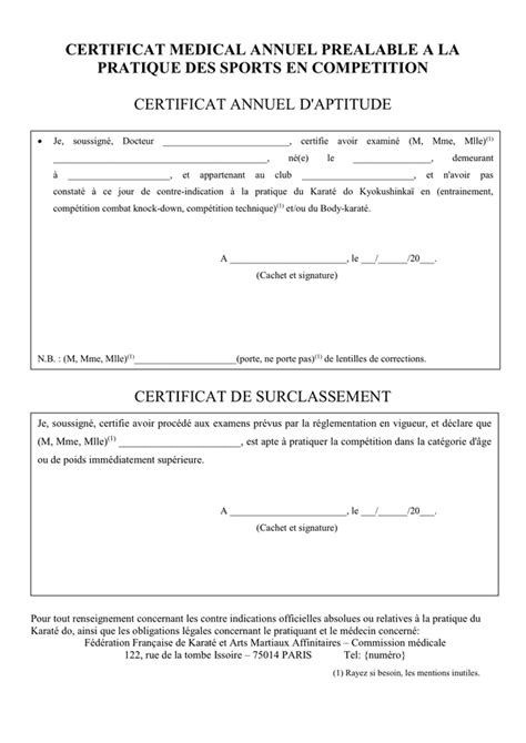 Model De Certificat Medical Annuel Sports Doc Pdf Page Sur