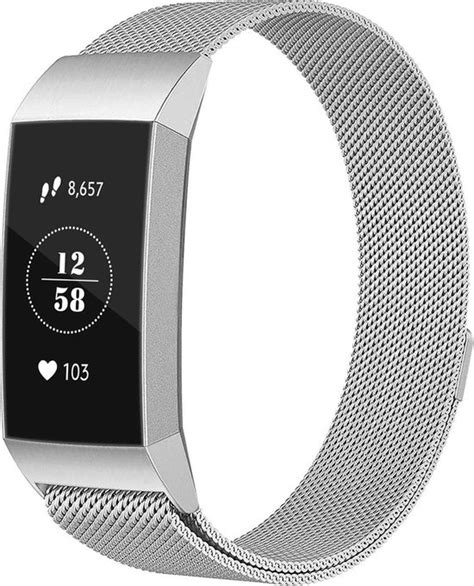 Milanese Horloge Band Geschikt Voor Fitbit Charge 3 Zilver Bol