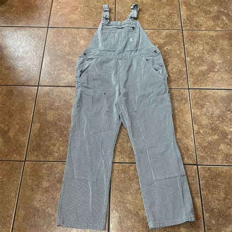 Carhartt Double Knee Bib Overalls In Hickory Striped Gem