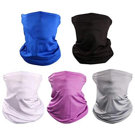 Luoliil Voe 5 Pieces Sun Uv Protection Face Mask Neck Gaiter Windproof Scarf Sunscreen