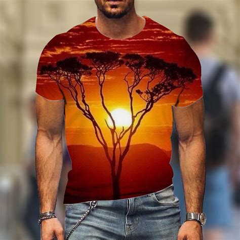 Cheap Summer Mens T Shirt 3d Printing Nature Theme Casual Mens O Neck