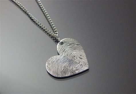 Personalized Two Fingerprints Heart Pendant Necklace Custom Heart