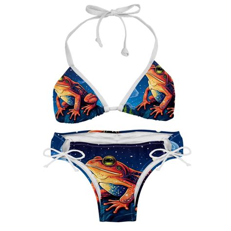 Starry Sky Frog Swim Wear Bikini Set With Detachable Sponge