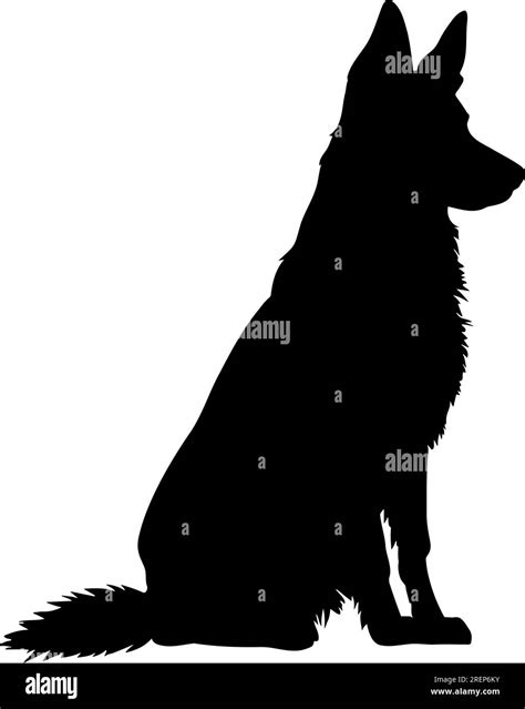 Sitting german shepherd dog silhouette. Vector illustration Stock ...