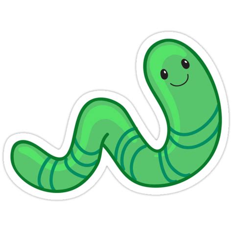 Cute Cartoon Green Worm Stickers By Sandytov Redbubble