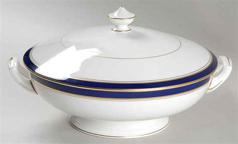 Howard Cobalt Blue Gold Trim Round Covered Vegetable By Royal