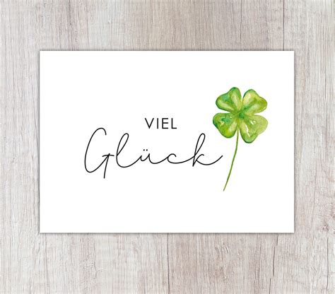 Karte Viel Glück mit Kleeblatt A6 Etsy de Aquarell karte Silvester