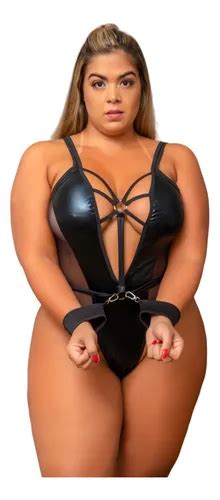 Lingerie Body Sexy Vinil Luxo Plus Size Fantasia Caladinha Parcelamento Sem Juros