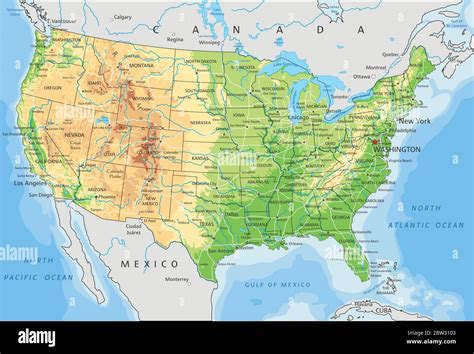 Detaillierte Karte Der Vereinigten Staaten Von Amerika Mit Beschriftung