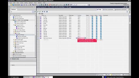 Siemens TIA Portal Factory IO Tank Project I O Table YouTube