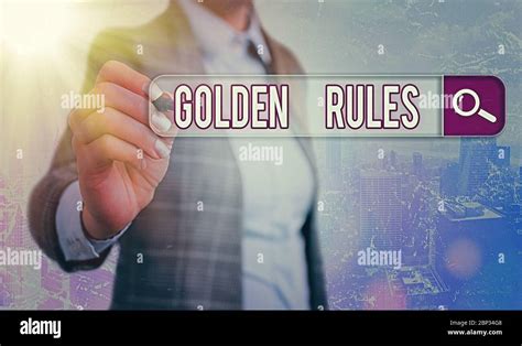 Conceptual Hand Writing Showing Golden Rules Concept Meaning Basic Principle That Should Be