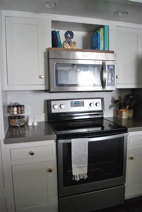 Famous Kitchen Design Microwave Above Stove References - Decor