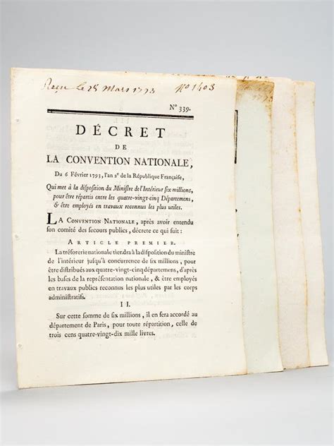 4 décrets de la Révolution Française sur des travaux d aménagement et