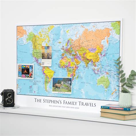 Personalized World Map Travel Map T Push Pin Map Etsy