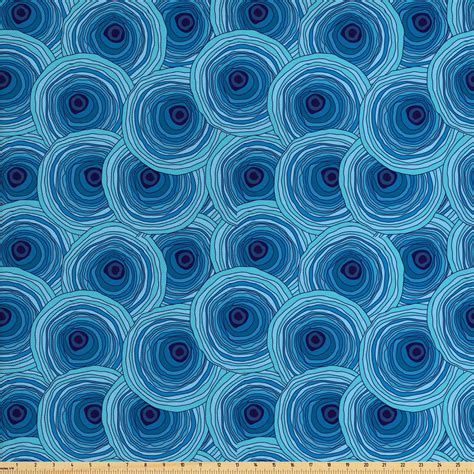 Abstract Fabric By The Yard Rhythmic Pattern Of Hand Drawn Circles