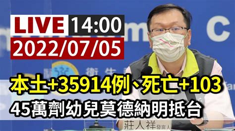 【完整公開】live 本土增35914例、死亡103人 45萬劑幼兒莫德納明抵台 Youtube