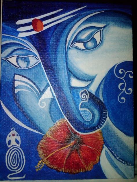 Ganpati Bappa: Abstract, Painting by Smita Banerjee | Artmajeur