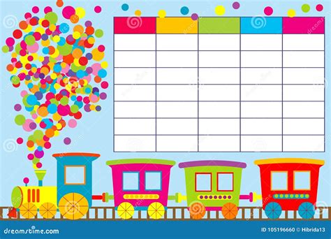 School Timetable with Cartoon Train Stock Vector - Illustration of ...