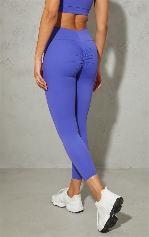 Plt Purple Sculpt Luxe Ruched Bum Gym Leggings Prettylittlething Usa