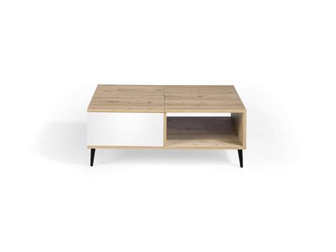 Mesa De Centro Elevable Mdf Roble Y Blanco X X Cm Men