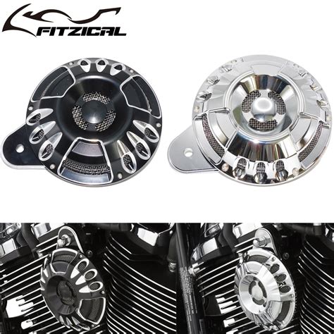 Motorcycle Horn Speaker Cover Horns Assembly Black Chrome For Harley