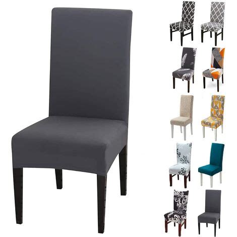 Lot De Housses De Chaise Extensibles Universelle Moderne Gris