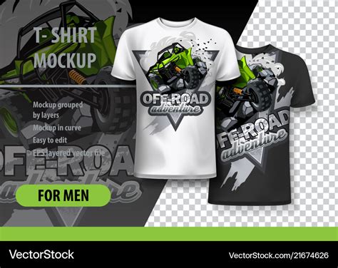 T Shirt Template Fully Editable With Green Atv Vector Image