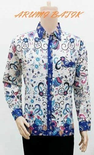 Jual Kemeja Hem Baju Seragam Pria Batik Lengan Panjang Putih Bir